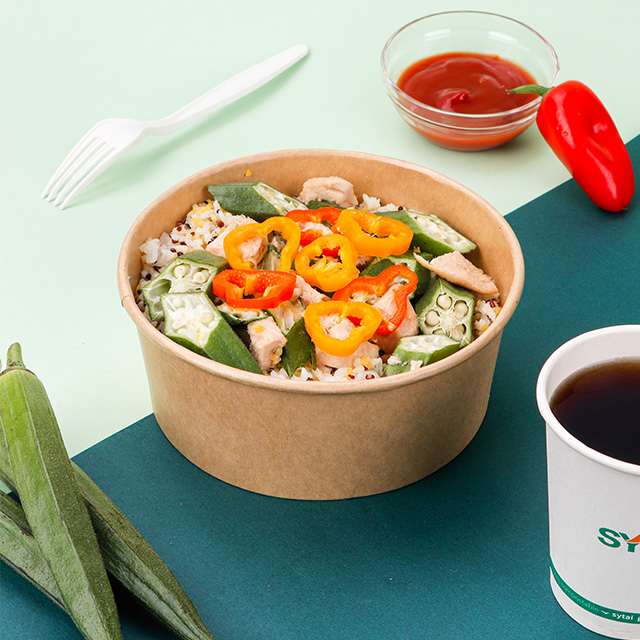 Пользовательский логотип напечатанный одноразовый круглое круговой 100 мл бумажного салата с крышкой домашних животных для пищевой лапши